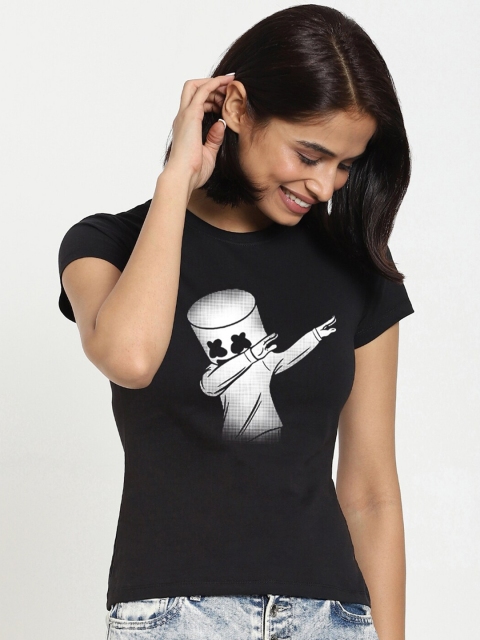

Bewakoof Women Black Printed T-shirt