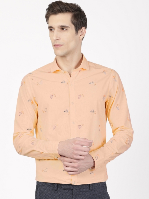 

SIMON CARTER LONDON Men Peach-Coloured Slim Fit Printed Casual Shirt