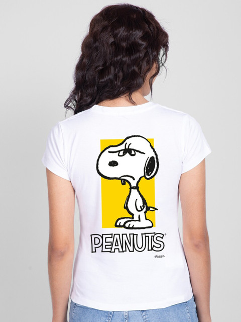

Bewakoof Women White Printed Cotton T-shirt
