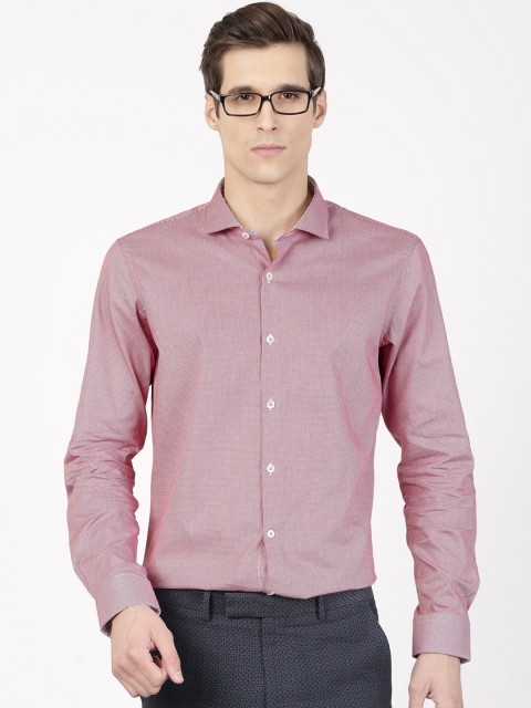 

SIMON CARTER LONDON Men Maroon Houndstooth Formal Shirt