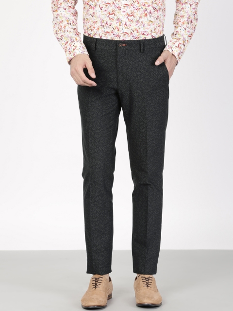 

SIMON CARTER LONDON Men Black Floral Jacquard Slim Ceremonial Trousers