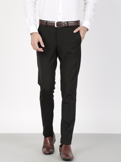 

SIMON CARTER LONDON Men Black Poly Wool Slim Fit Formal Trousers