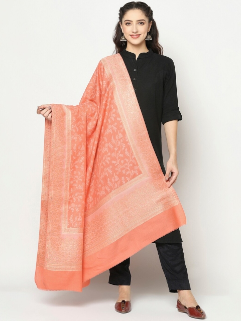 

La Vastraa Women Peach Woven-Design Shawl