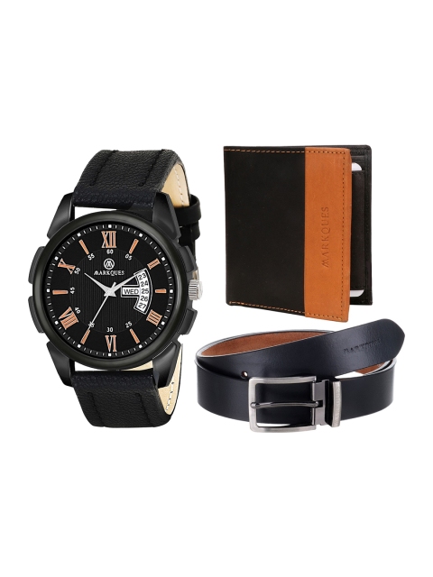 

MARKQUES Men Black & Brown Solid Leather Accessory Gift Set