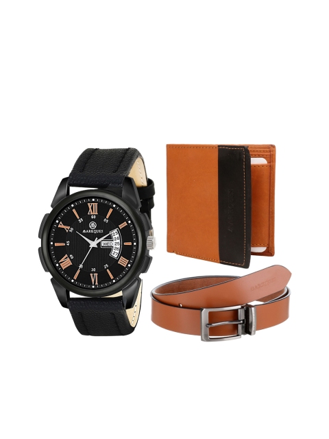 

MARKQUES Men Black Solid Leather Accessory Gift Set