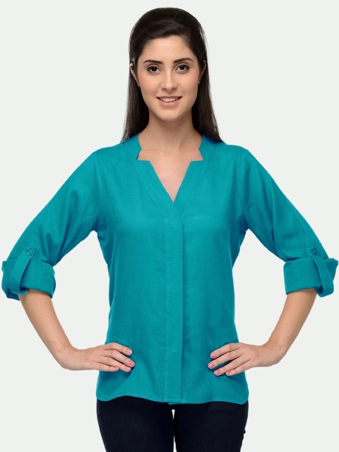 

PATRORNA Plus Size Women Green Comfort Casual Shirt