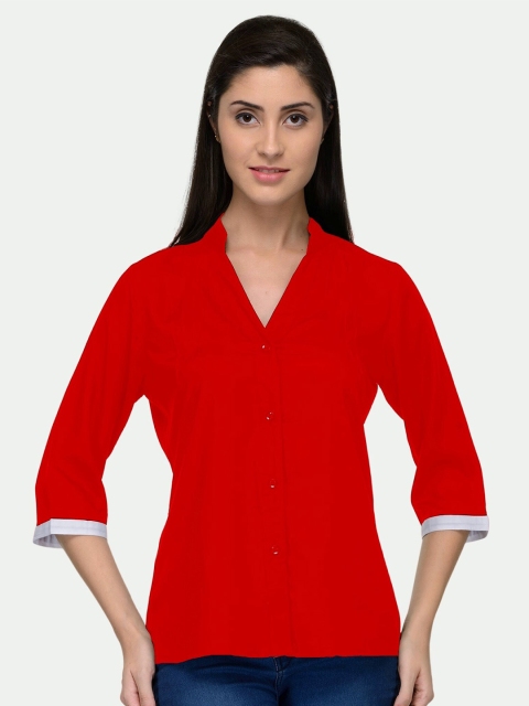 

PATRORNA Women Red Comfort Casual Antimicrobial Shirt