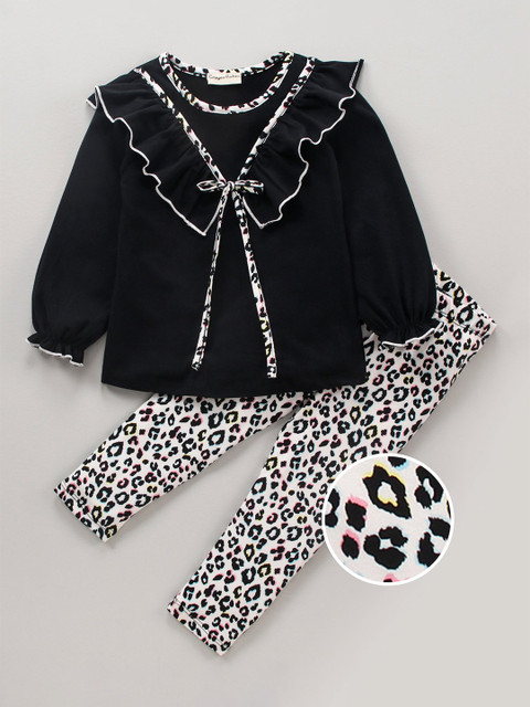 

CrayonFlakes Girls Top with Leggings, Black