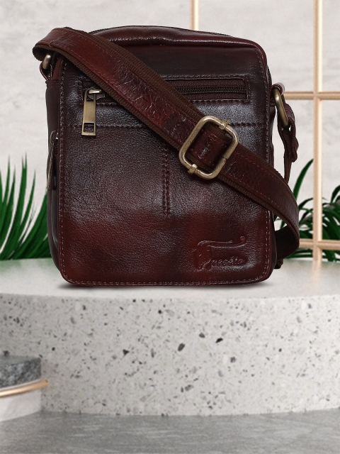 

Peseta Solid Leather Messenger Bag, Brown