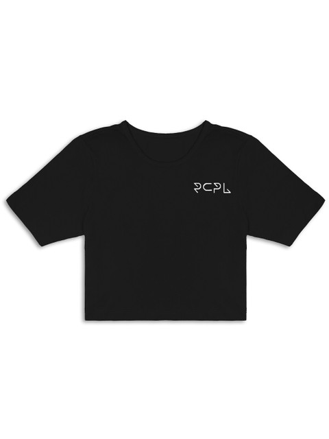 

RCPL Kids Black Typography Printed Slim Fit Crop Cotton T-shirt