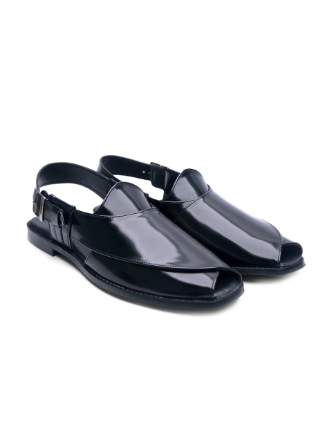 

GRIFFIN Men Leather Fisherman Sandals, Black