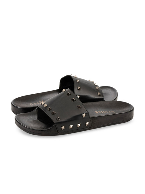 

GRIFFIN Men Embellished Open Toe Flats, Black