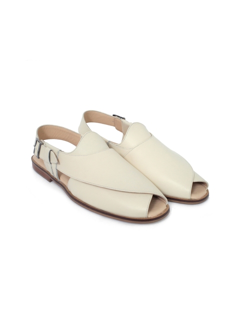 

GRIFFIN Men T-Strap Backstrap Flats, White