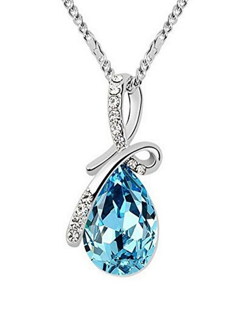 

UNIVERSITY TRENDZ Blue Rhodium-Plated Stone Studded Pendant