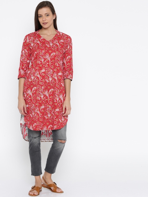 

Anouk Women Red Printed Straight Kurta