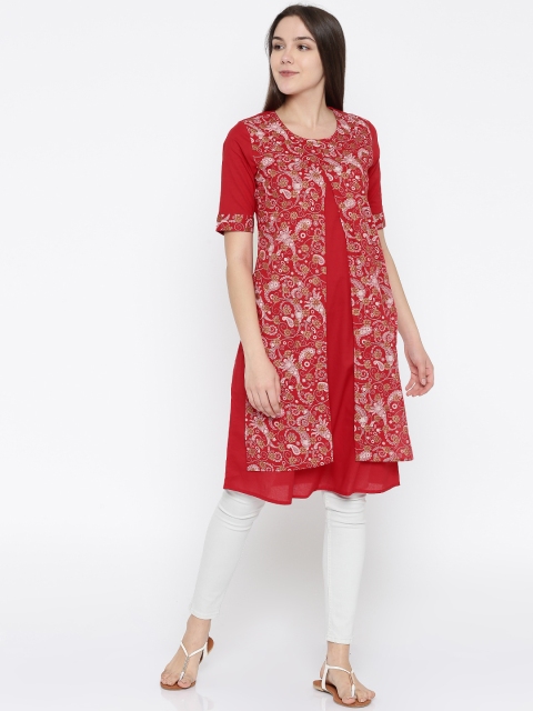 

Anouk Women Red Printed A-Line Kurta