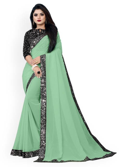 

CLOMITA Green Embellished Sequinned Pure Georgette Saree