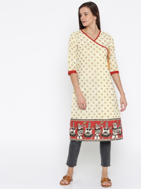 

Anouk Women Beige & Red Printed A-Line Kurta