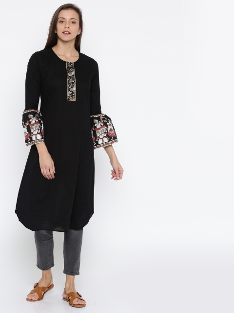 

Anouk Women Black Solid Straight Kurta