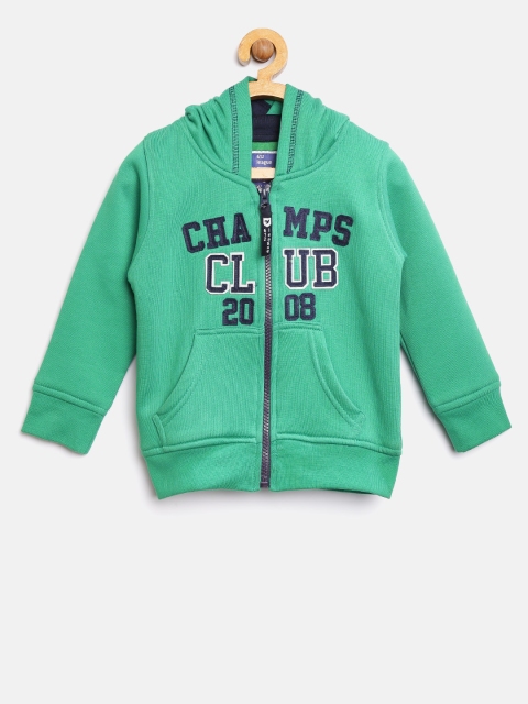 

612 league Boys Green Applique Detail Hooded Sweatshirt