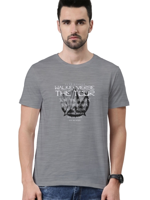 

macmerise Men Grey Typography Printed Bio Finish Cotton T-shirt