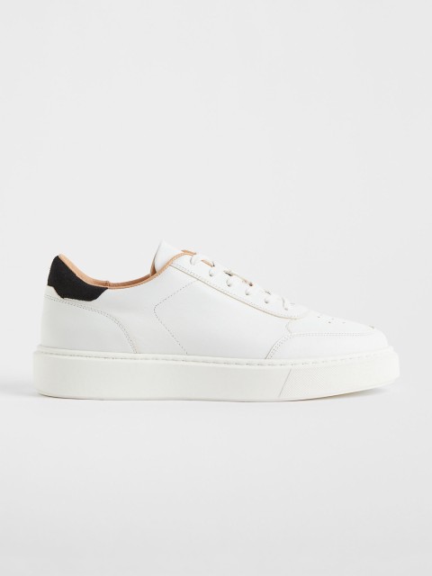 

H&M Men White Textured Leather Sneakers