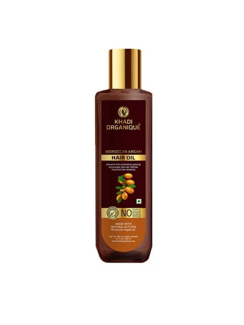 

Khadi Organique Moroccan Argan Hair Oil - 200 ml, Brown