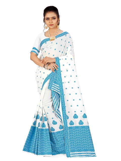 

Skirans Turquoise Blue & Off White Woven Design Saree