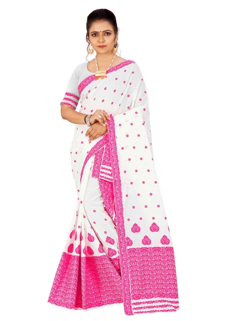 

Skirans Rose & White Woven Design Saree