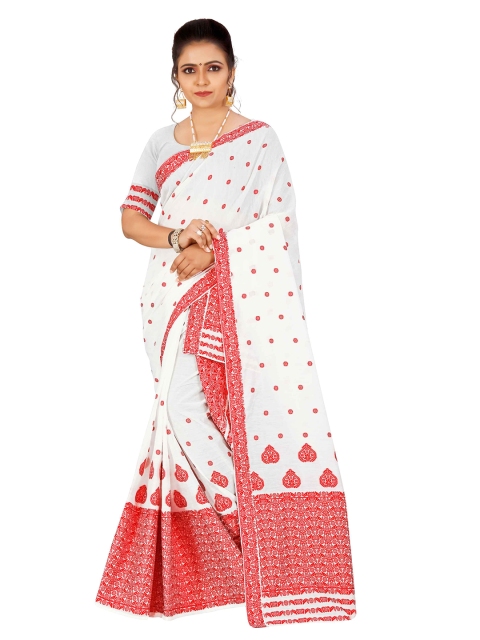 

Skirans Red & White Woven Design Saree