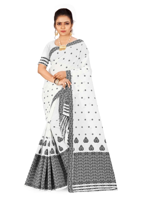 

Skirans Black & White Woven Design Saree