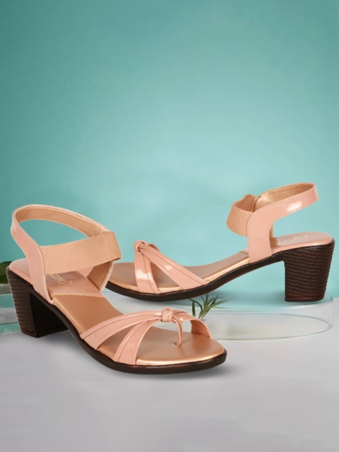 

R DEZINO Solid Block Heels, Pink