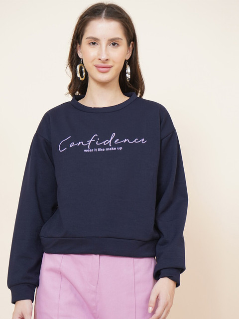 

DressBerry Women Navy Blue Printed Sweatshirt