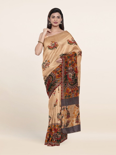 

Pothys Cream-Coloured & Green Ethnic Motifs Pure Cotton Saree