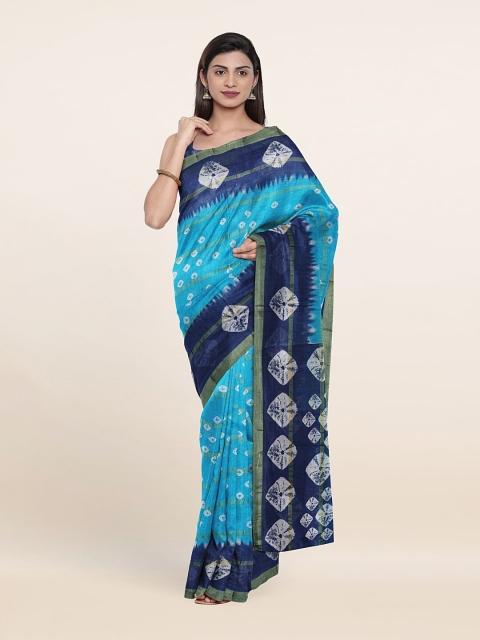 

Pothys Blue & White Bandhani Pure Cotton Saree