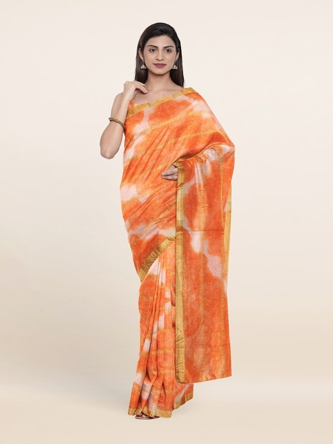 

Pothys Orange & Gold-Toned Zari Pure Cotton Saree