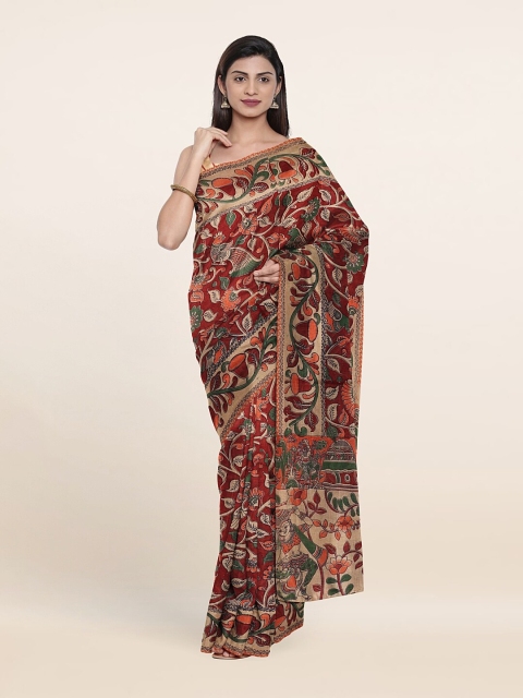 

Pothys Maroon & Green Kalamkari Pure Cotton Saree