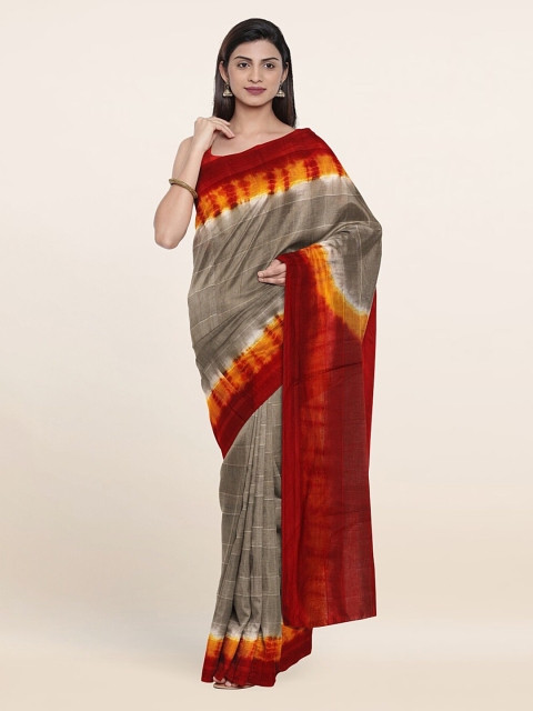 

Pothys Grey & Red Tie and Dye Pure Cotton Saree