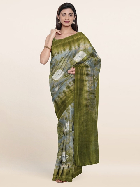 

Pothys Grey & Green Bandhani Pure Cotton Saree