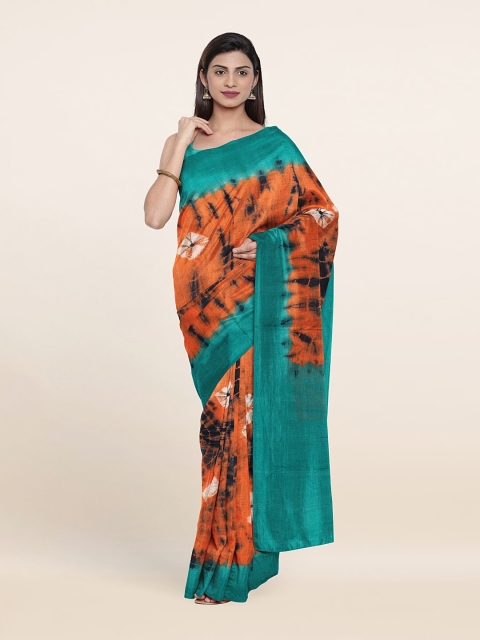 

Pothys Orange And Blue Bandhani Pure Cotton Saree