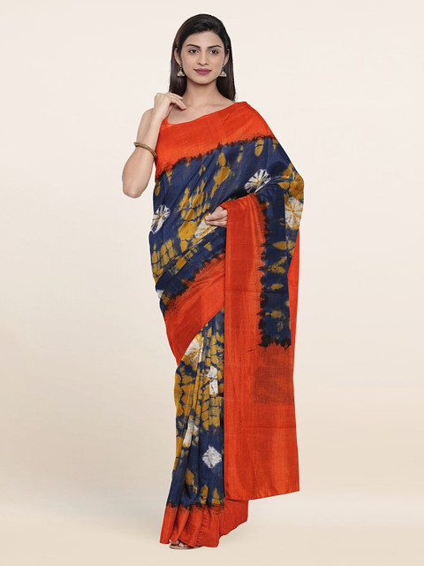 

Pothys Navy Blue & Red Bandhani Pure Cotton Saree