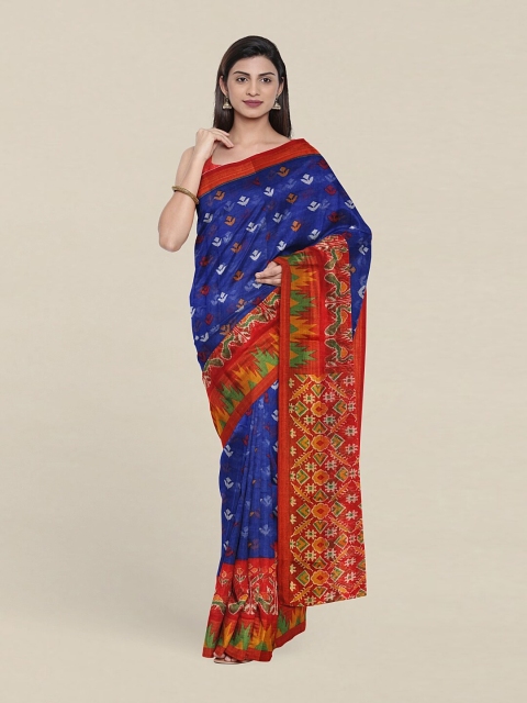 

Pothys Blue & Red Ethnic Motifs Zari Saree