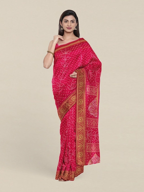 

Pothys Pink & Orange Bandhani Saree