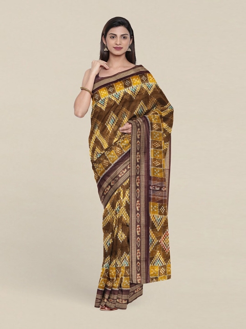 

Pothys Brown & Yellow Ethnic Motifs Saree