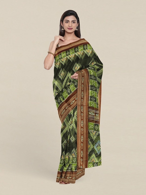 

Pothys Green & Gold-Toned Zari Saree