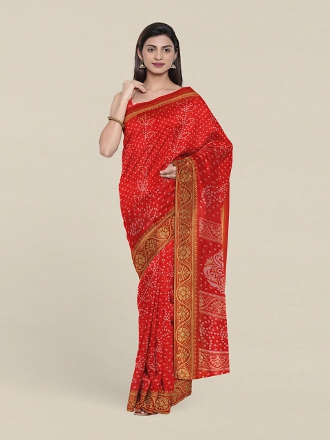 

Pothys Red & White Bandhani Saree