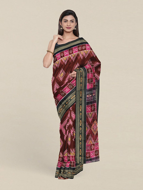 

Pothys Maroon & Pink Printed Cotton Blend Saree