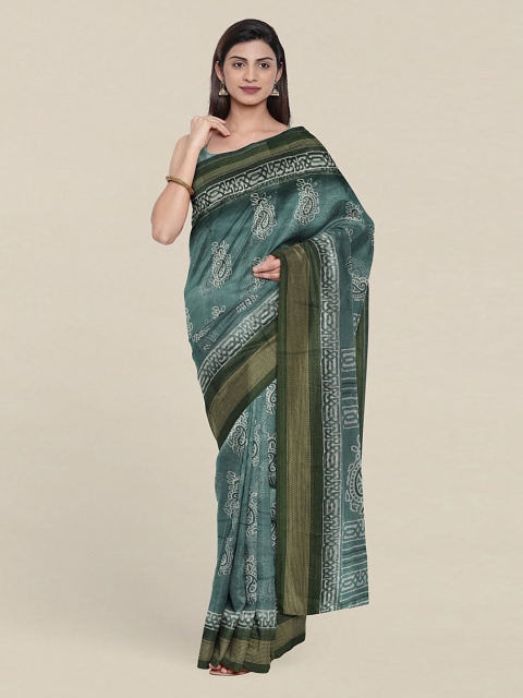 

Pothys Green & White Floral Saree