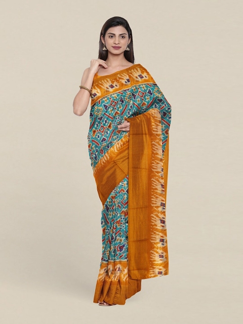 

Pothys Blue & Orange Ethnic Motifs Saree