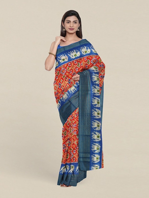 

Pothys Red & Blue Floral Saree